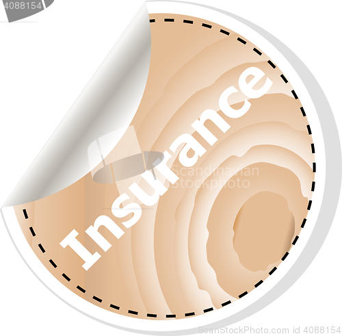 Image of insurance word on vector business wooden app icon isolated on white background.