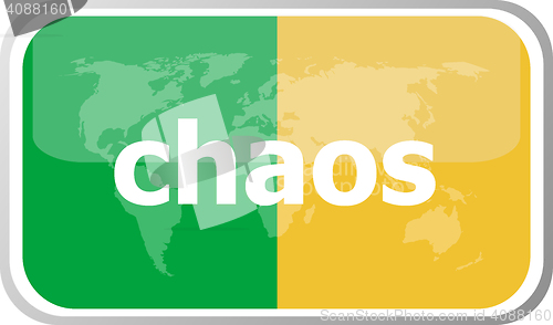 Image of chaos. Flat web button icon. World map earth icon. Vector illustration