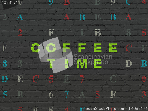 Image of Time concept: Coffee Time on wall background