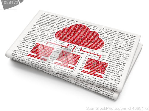 Image of Cloud computing concept: Cloud Network on Newspaper background