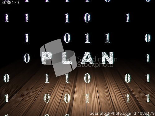 Image of Business concept: Plan in grunge dark room