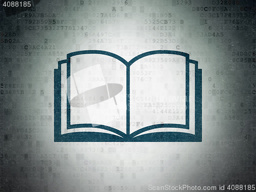 Image of Education concept: Book on Digital Data Paper background