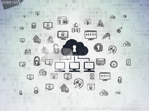 Image of Security concept: Cloud Network on Digital Data Paper background
