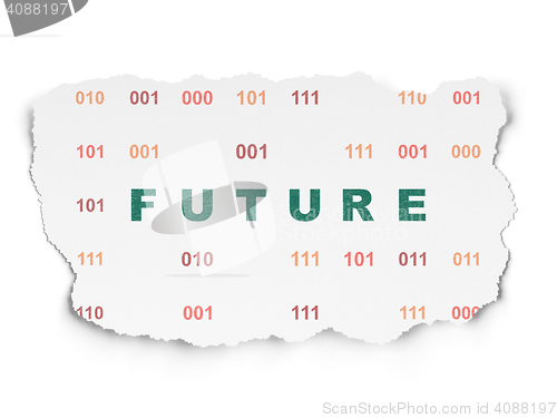 Image of Timeline concept: Future on Torn Paper background