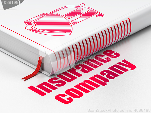 Image of Insurance concept: book Car And Shield, Insurance Company on white background