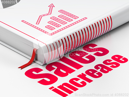 Image of Advertising concept: book Growth Graph, Sales Increase on white background