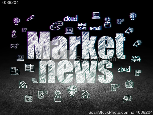 Image of News concept: Market News in grunge dark room