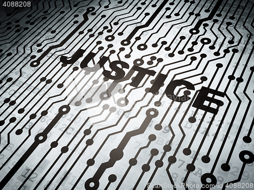 Image of Law concept: circuit board with Justice