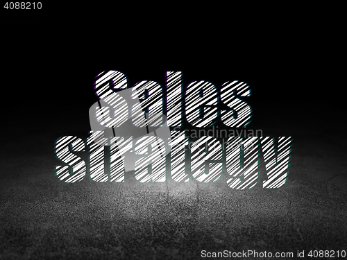 Image of Advertising concept: Sales Strategy in grunge dark room