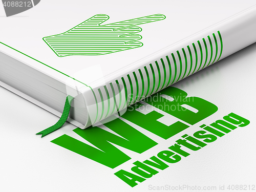 Image of Advertising concept: book Mouse Cursor, WEB Advertising on white background
