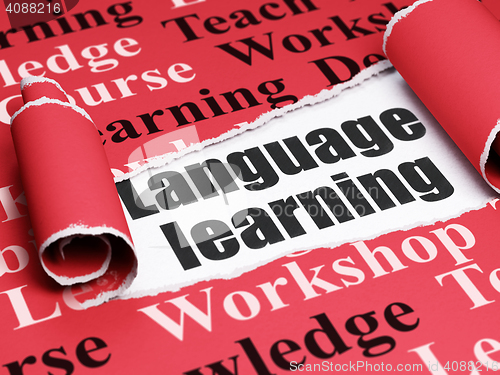 Image of Education concept: black text Language Learning under the piece of  torn paper