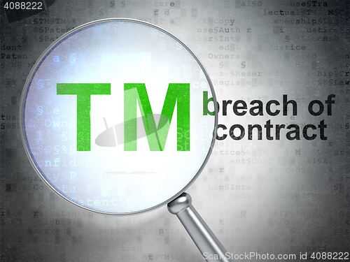 Image of Law concept: Trademark and Breach Of Contract with optical glass