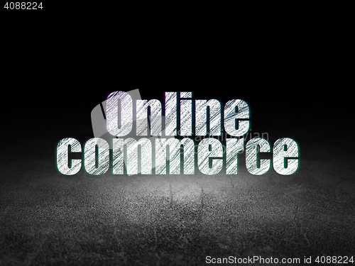 Image of Business concept: Online Commerce in grunge dark room