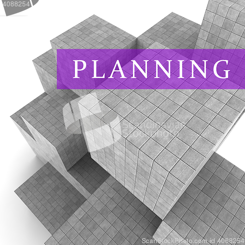 Image of Planning Blocks Shows Book Aspirations And Goals 3d Rendering