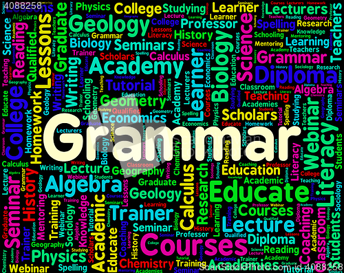 Image of Grammar Word Indicates Rules Of Language And Foreign