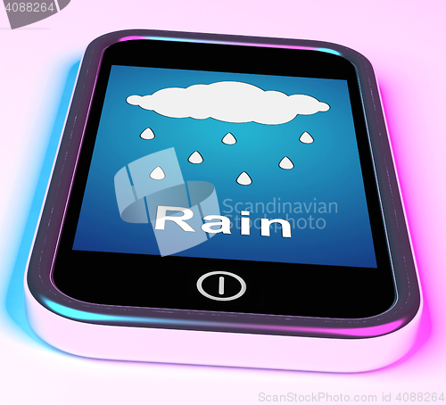 Image of Mobile Smartphone Shows Rain Weather Forecast