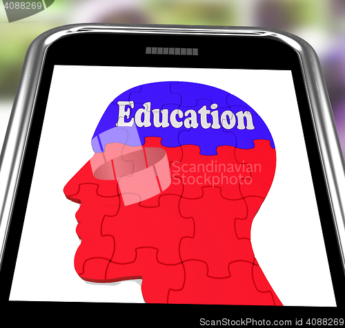 Image of Education On Brain On Smartphone Showing Human Wisdom