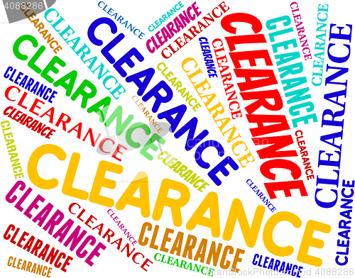 Image of Clearance Word Indicates Promotional Closeout And Offers