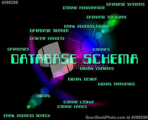 Image of Database Schema Shows Schematics Databases And Word
