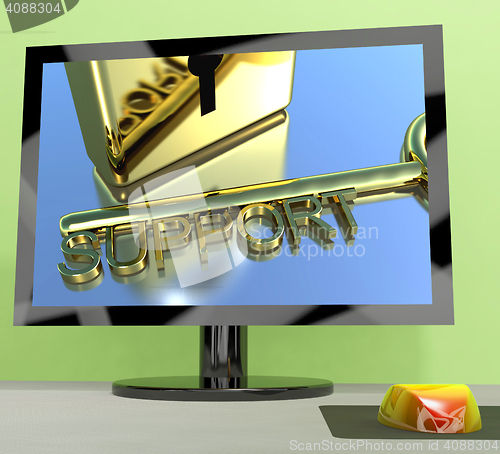 Image of Support Key On Computer Screen Showing Online Help