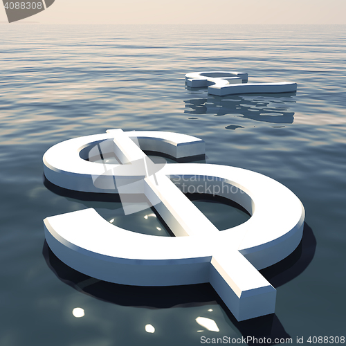 Image of Dollar Floating And Pound Going Away Showing Money Exchange Or F