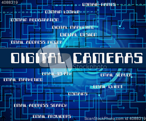 Image of Digital Cameras Indicates Technology Video And Words