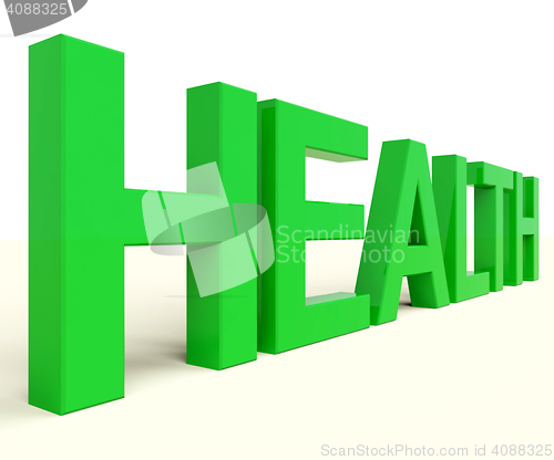 Image of Health Word In Green Showing Healthy Condition