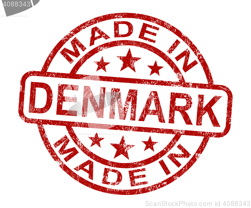 Image of Made In Denmark Stamp Shows Danish Product Or Produce