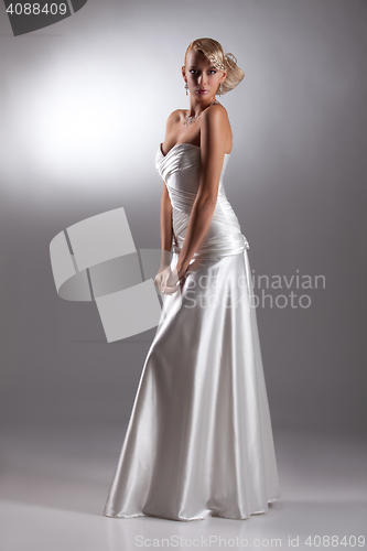 Image of Young Beautiful Woman In A Wedding Dress