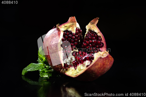 Image of Pomegranade And Mint On Black