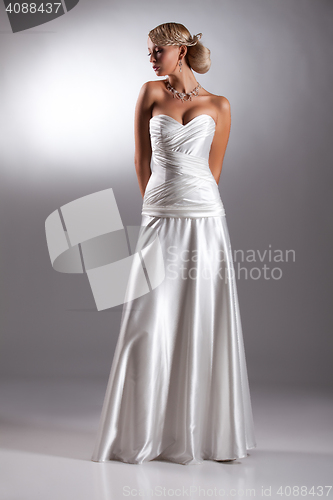 Image of Young Beautiful Woman In A Wedding Dress