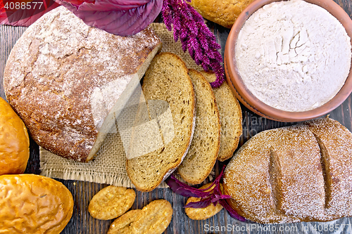 Image of Bread and biscuits amaranth flour on board top