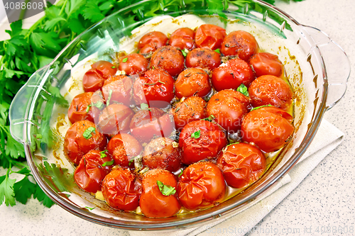 Image of Tomatoes baked on table