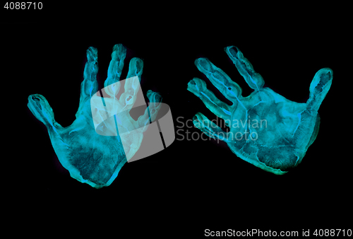 Image of blue hands prints