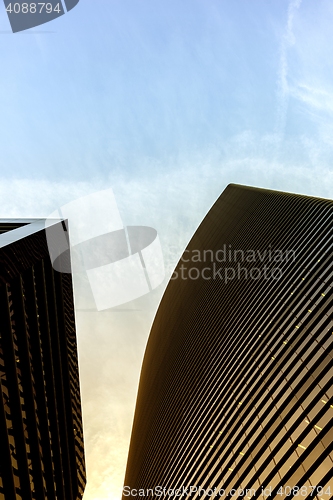 Image of Skyscrapers against blue sky