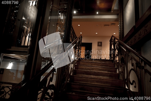 Image of Wooden staircase closeup