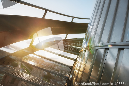 Image of Industrial staircase going up