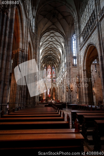 Image of PRAGUE, CZECH REPUBLIC 2014 november 26: The Metropolitan Cathedral of Saints Vitus, Wenceslaus and Adalbert is the most important cathedral