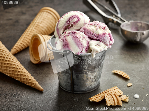 Image of vanilla and blueberry ice cream