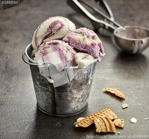 Image of vanilla and blueberry ice cream