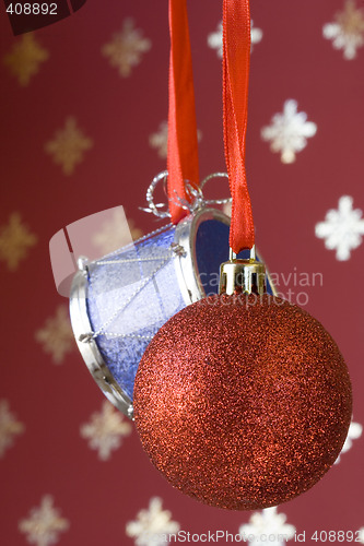 Image of Christmas ball and drum (selective and soft focus)