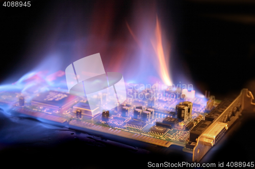 Image of soundcard  in the fire