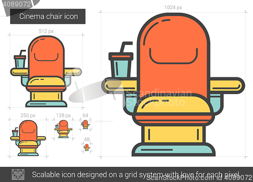 Image of Cinema chair line icon.