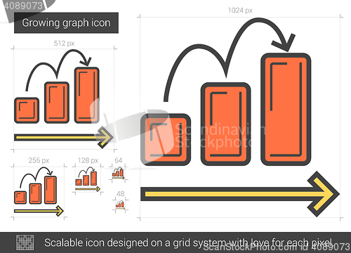Image of Growing graph line icon.