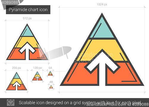 Image of Pyramid chart line icon.