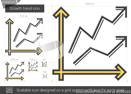 Image of Growth trend line icon.