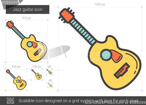 Image of Jazz guitar line icon.