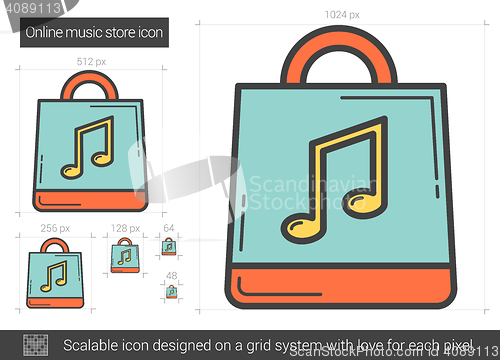 Image of Online music store line icon.