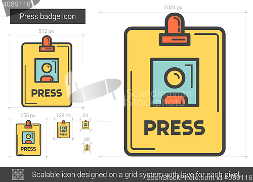 Image of Press badge line icon.