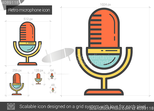 Image of Retro microphone line icon.